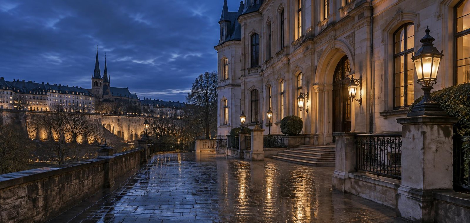 Luxembourg architecture at blue hour